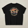 Black oversized t-shirt with vintage sunset and palm tree graphic